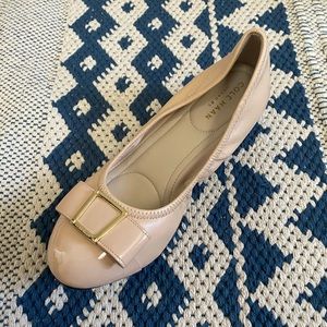 Cole Haan Emory Bow Wedge Pumps Nude Leather